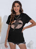 Round Neck Lightning Printed T-shirt