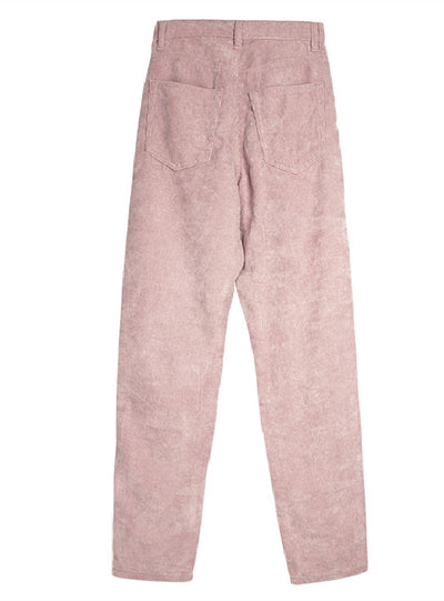 Straight Thick Grain Pink Corduroy Pant