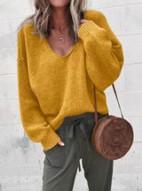 Knitted Sweater Women Streetwear V Neck Long Sleeve