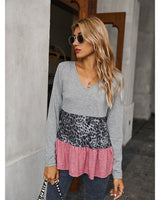 V-neck Splicing Top T-shirt