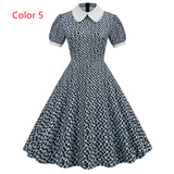 Printed Short Sleeve Doll Collar Printed Dress