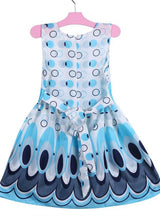 Princess Bow Belt dress Circle Bubble Peacock Print 