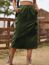 Drawstring Denim Frock Skirt