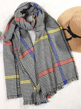 Vintage Cashmere Plaid Scarf Warm Shawl