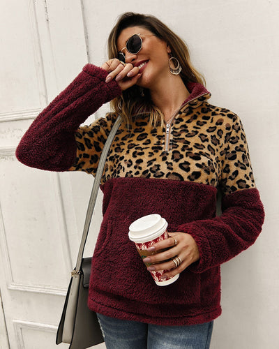 Women Long Sleeve Sweater Leopard Top