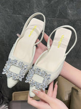 Square Buckle Diamond Pointed Shallow Shoes