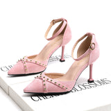 Single Shoes Buckle Pointed Heel Rivet