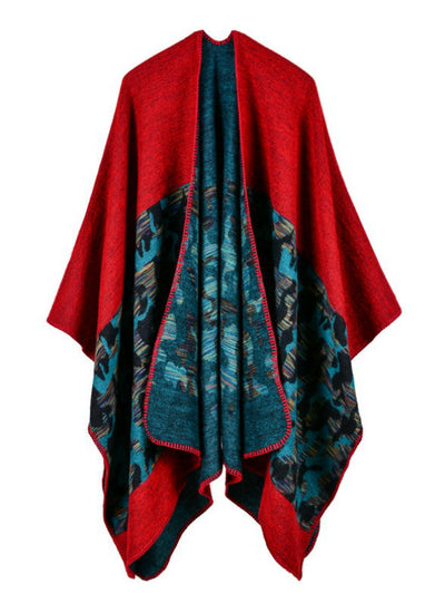 Camouflage Cashmere Split Long Padded Shawl