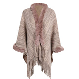 Fringe Shawl Fur Collar Cardigan Coat