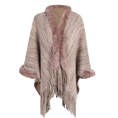 Fringe Shawl Fur Collar Cardigan Coat