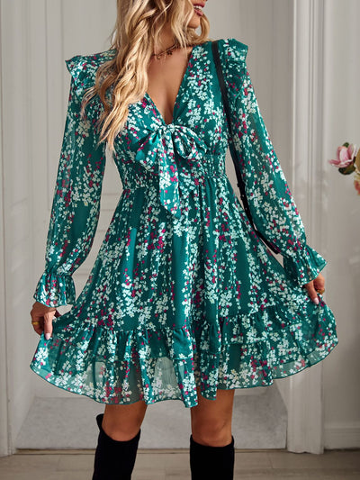 Long Sleeve Sexy Printed Dress