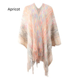 Striped Cape Fringed Cardigan Shawl