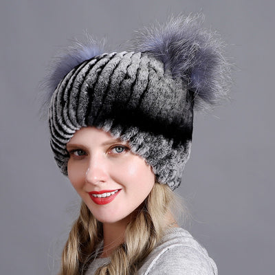 Rex Fur Hats Ladies Thicken Keep Warm