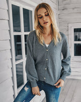 Long Sleeve V-neck Knitted Cardigan Sweater