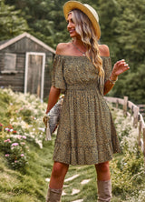 Leopard Leisure Off the Shoulder Dress