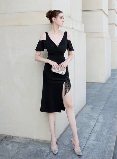 Sexy V-neck Tassel Beading Short Party Dress