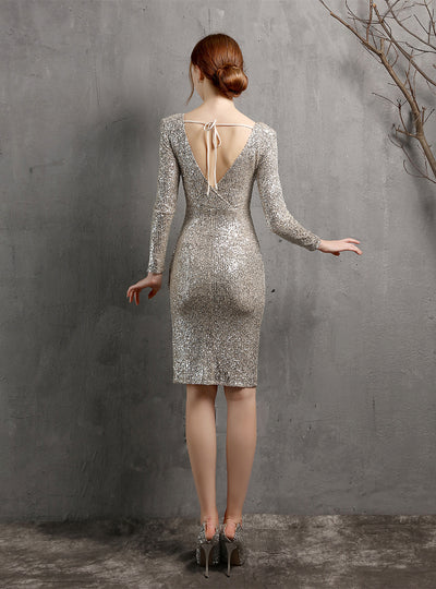 Sexy Sequins Long Sleeve Party Dress