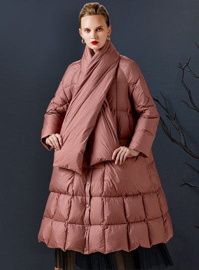 Small Necktie Scarf Down Jacket