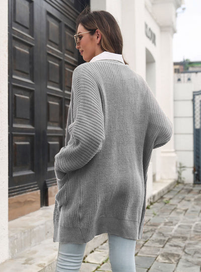 Twist Pocket Long Knitted Loose Cardigan Sweater