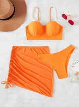 Women's Three-piece Solid Color Bikini