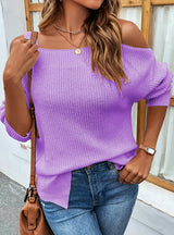 Solid Color Split Sling Sweater
