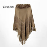 Fringe Collar Beaded Shawl Cloak