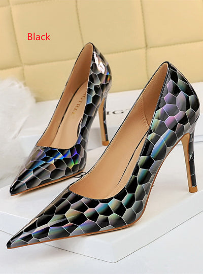 Metal Pattern High Heel Shoes