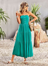 Solid Color Tube Top Big Swing Dress