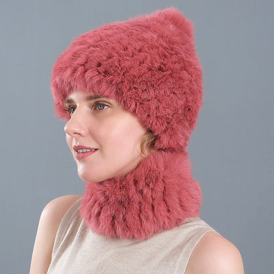 Rabbit Fur Hat Winter Rabbit Fur Scarf Set