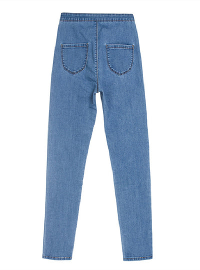 Pearl Ribbon Jeans Pencil Pants
