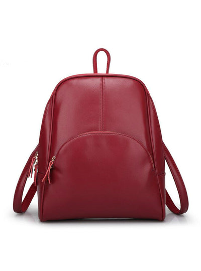 Women Leather Backpack Students' Backpacks 