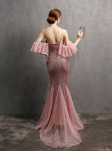 Tassel Mermaid Sequins Straps Prom Dress