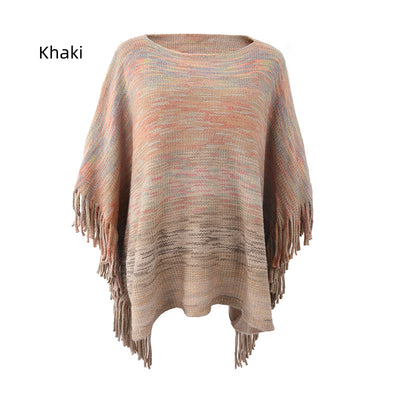 Sweater Fringe Coat Shawl Cloak
