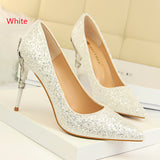 Metal Shallow Mouth Pointed Sequins Shoes