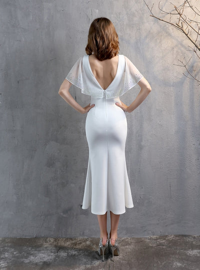 Sheath V-neck Bat Sleeve Party Dress