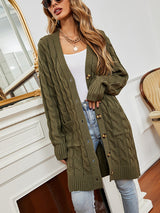 Long Sleeve Button Twist Cardigan Sweater