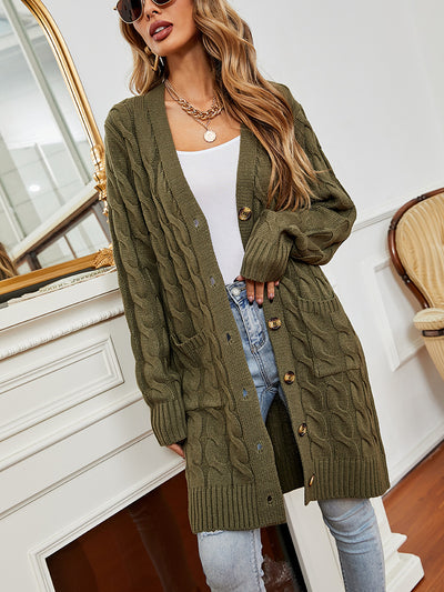 Long Sleeve Button Twist Cardigan Sweater