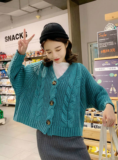 Button Long Sleeve Fashion Woman Small Sweaters