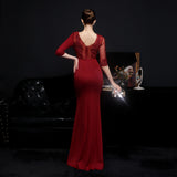 Short Sleeve Mermaid Lace Beading Prom Dress