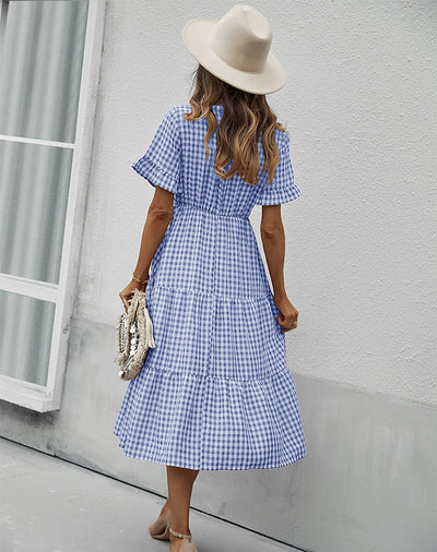 Plaid Temperament Big Swing Dress