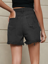 Fringed Wash Jeans Shorts