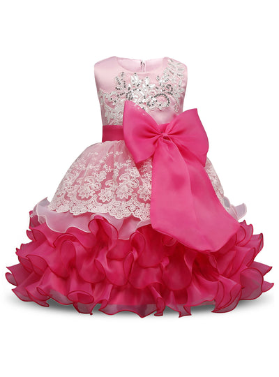 Sequin Formal Evening Gown Flower Princess Dress