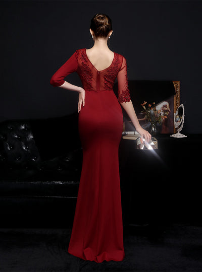 Sexy Sheath Long SlLeeve Appliques Party Dress
