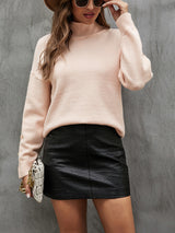 Button Coat Solid Color Half Turtle Neck Sweater