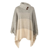 Fringe Knitted Sweater Cape Shawl