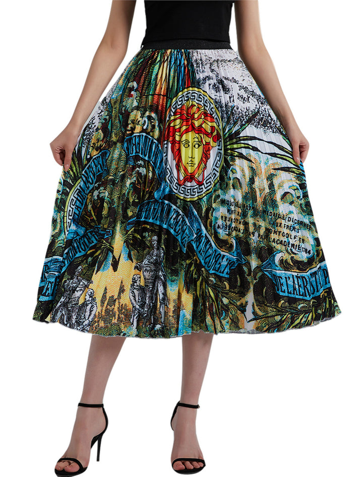 Face Pattern High Waist A-line Skirt Oversized
