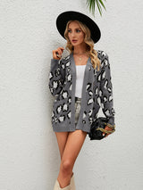Leopard Cardigan Long Sweater Coat
