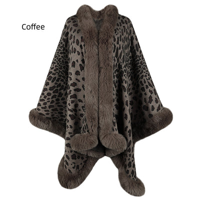 Cape Cardigan Leopard Shawl Cloak