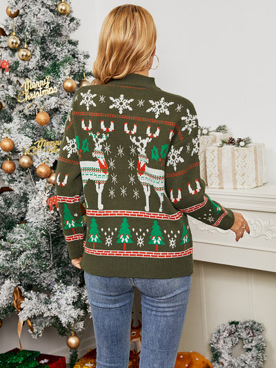 Pullover Fawn Snowflake Christmas Day Sweater