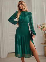 Solid Color Split Casual Dress